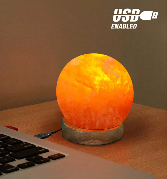 Ball Shape USB Salt Lamp with Multicolored LED Bulb